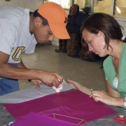 A project underway at the kite workshop, Nahual Foundation