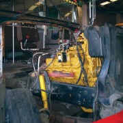 The bus interior is completely gutted, windows and seats are removed and bad parts are replaced.