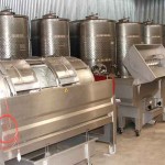 The stainless steel winemaking equipment is state of the art. The fermenters and aging tanks have cooling bands to control the temperature. 