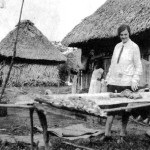 Mildred, displaying dried fish and shrimp for a photo op in the village of Santa Rosa near the Pacific.