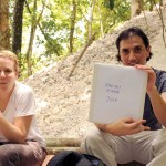 Sarah Newman (Brown University graduate student) and Lic. Edwin Román, Guatemalan Co-director of the El Zotz Project, having their lunch break just outside the tunnel leading to the stucco masks and the Royal Tomb. El Diablo, El Zotz, Petén.