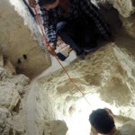 Lic. Edwin Román and Ewa Czapiewska (graduate student at University College London and the ceramist of the project) assisting Dr. Stephen Houston. El Diablo, El Zotz, Petén.