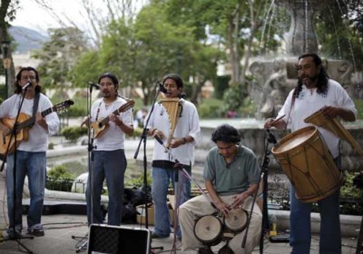Grupo Sol Latino playing at La Antigua Guatemala's Central Park (photo by Pinar Istek)