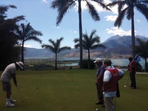 With two of its holes on the cliffs overlooking Lake Amatitlán, and with views of volcanoes Pacaya and Agua, the Mayan Golf Club is a beautiful and challenging course. (photo: JB)