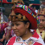 Girl from Santiago Atitlán in ceremonial attire with Maximón headdress by Thor Janson