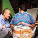 The back strap loom is seen as an aspect of the World Tree, the weaver feeding the loom to create. (photo by Rudy A. Girón)