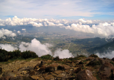 View of Quetzaltenango from the summit of Volcán Santa María (photo by Kristen Moser)