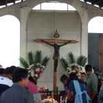 A replica of El Cristo Negro is located outside