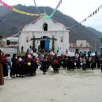 Gathering in front of the church, Santa Cruz