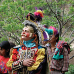 A crusader in costume for the Christians and Moors dance