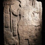 (above) Aguateca stelae and (below) foundation of a meeting house