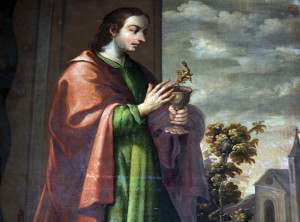 Close-up of St. John painting showing the serpent emerging from the chalice