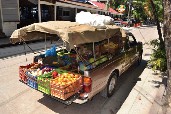 Fresh fruit truck, West End, Roatan