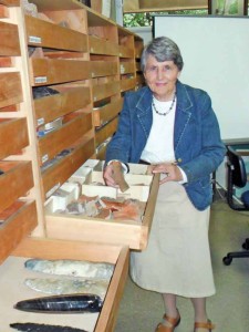 Archaeologist Marion Popenoe Hatch  with some recent findings