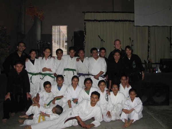 Group shot of students just before their upper belt test (photo by Jake Parhan)