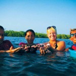 Four ladies clamming