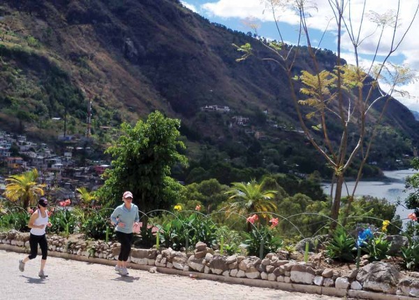 Runners along the planned marathon route: Roxanna A. & Cheryl M. (photo by R. Morgan)